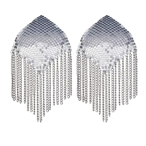 NWOT Silver Chainmaile Pasties with Chains - Picture 1 of 2